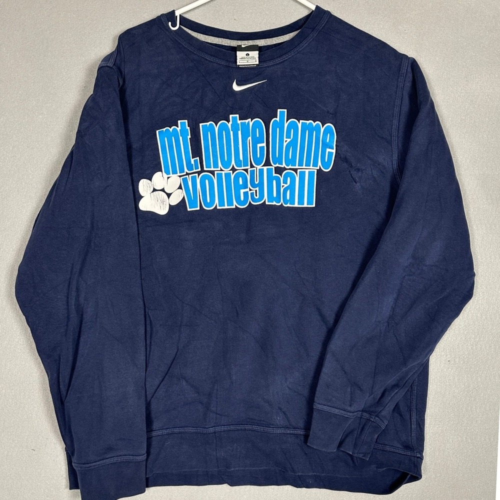 Mt. Notre Dame Nike Sweatshirt Mens Large Navy Blue Volleyball Sport Pullover